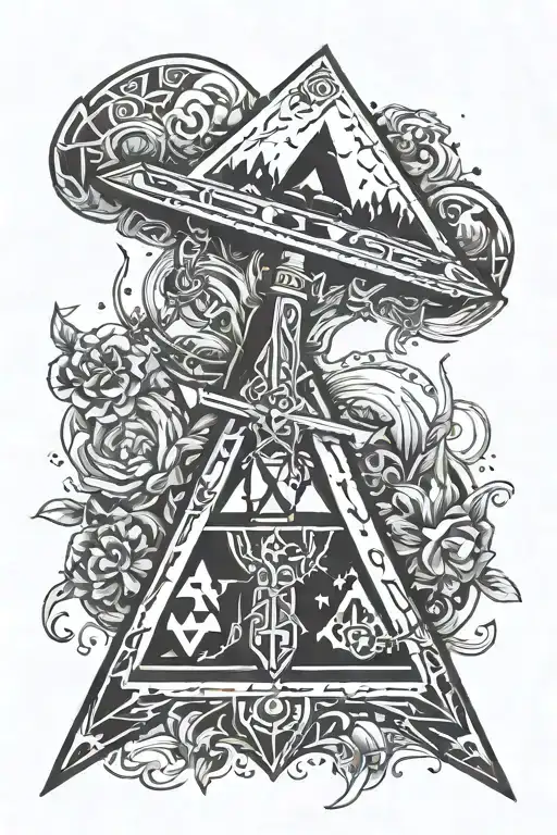 semicolon hidden gamer sword legend of zelda triforce tattoo design idea