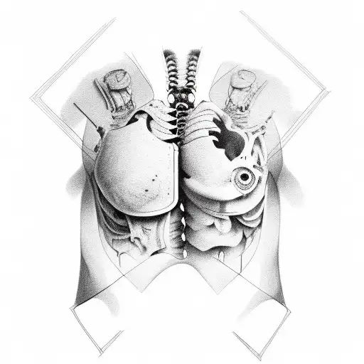Half Lungs half Waves  tattoo design idea