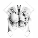 Half Lungs half Waves  tattoo design idea