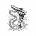 snake skeleton and live snake tattoo design idea