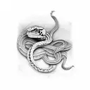 snake skeleton and live snake tattoo design idea