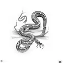 snake skeleton and live snake tattoo design idea