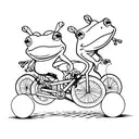 Two cute cartoon frogs riding a tandem bike tattoo design idea