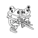 Two cute cartoon frogs riding a tandem bike tattoo design idea