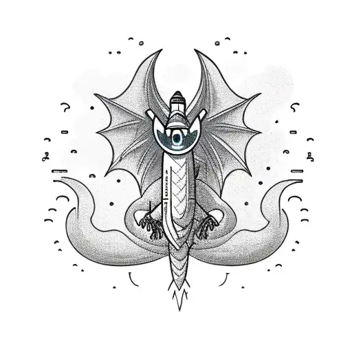 dragon flying on a rocket tattoo design idea