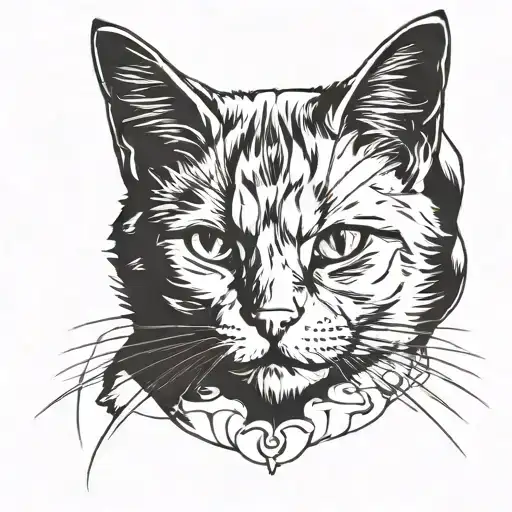 friedrich nietzsche if he were a white cat sitting tattoo design idea