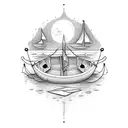boat in the evening tattoo design idea
