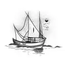 boat in the evening tattoo design idea