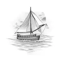 boat in the evening tattoo design idea