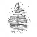 boat in the evening tattoo design idea