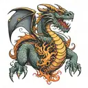 fire breathing dragon tattoo design idea