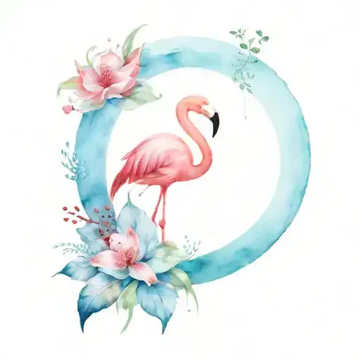 flamingo and ladybug traveling tattoo design idea