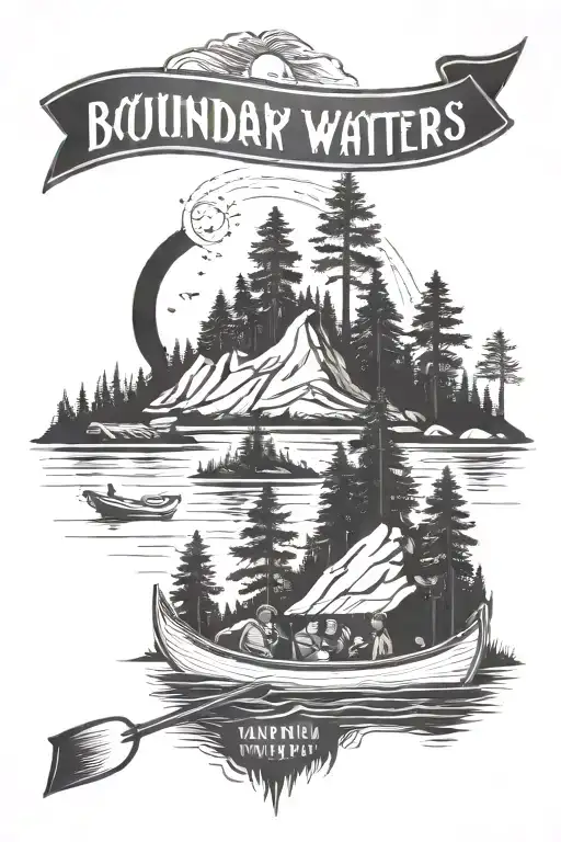 boundary waters canoe area map with Isaiah 6:8 bible versewritten tattoo design idea