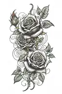 black and red roses intertwined tattoo design idea