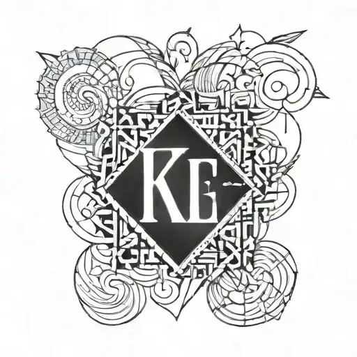 A geometric heart design incorporating the initials of your son Fletcher in a subtle and stylish way tattoo design idea
