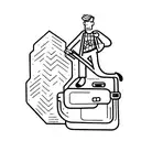 man with backpack tattoo design idea