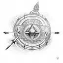 Mahabharat Karna with arrow and sun tattoo design idea