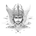 Mahabharat Karna with arrow and sun tattoo design idea