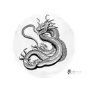 Dragon. Snake. Floral background. And a katana tattoo design idea