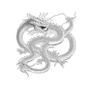Dragon. Snake. Floral background. And a katana tattoo design idea