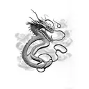 Dragon. Snake. Floral background. And a katana tattoo design idea