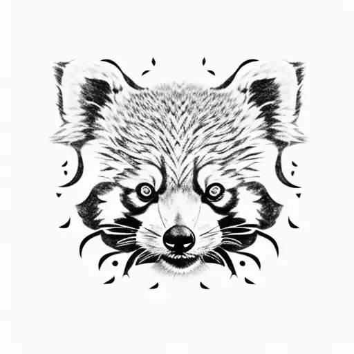 red panda with maple leaves tattoo design idea