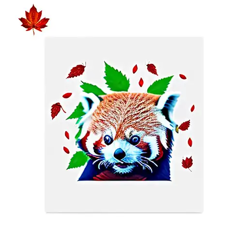 red panda with maple leaves tattoo design idea