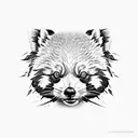 red panda with maple leaves tattoo design idea