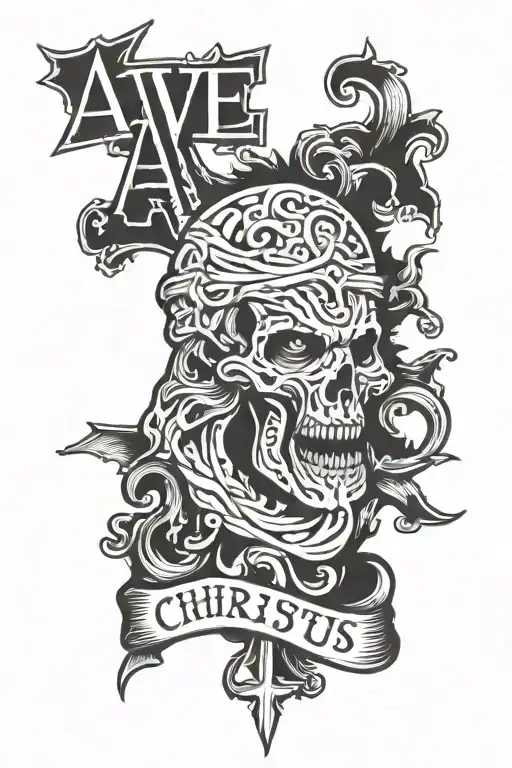 AVE CHRISTUS REX LETTERING tattoo design idea