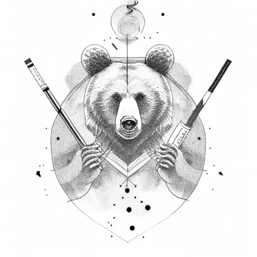 Bear smoking a joint tattoo design idea