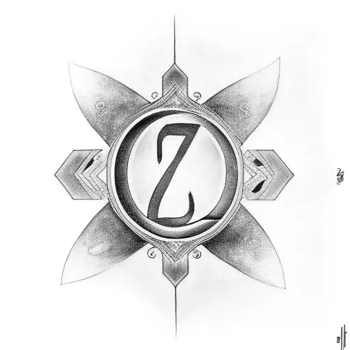 A tattoo of number 7 with a waning crescent moon behing the number 7 tattoo design idea