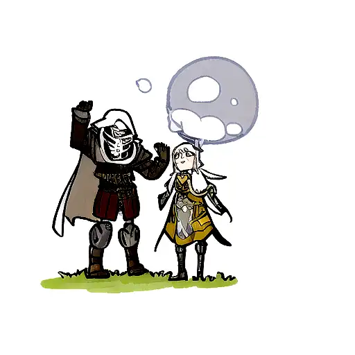 Warforged Ridder en een Wizard meisje met een brandend vosje en een eenhoorn  tattoo design idea