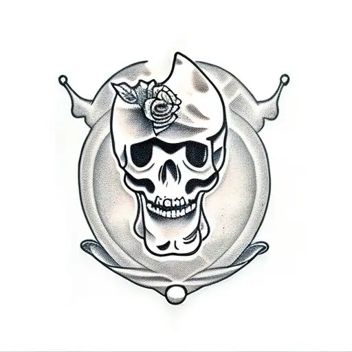 milk carton, skull and whiskey cup tattoo design idea