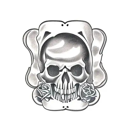 milk carton with a skull in the middle, and whiskey cup under it tattoo design idea