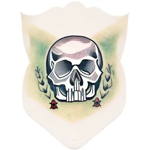 milk carton with a skull in the middle, and whiskey cup under it tattoo design idea