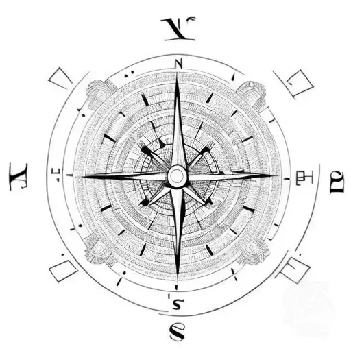  clock maze compass tattoo design idea