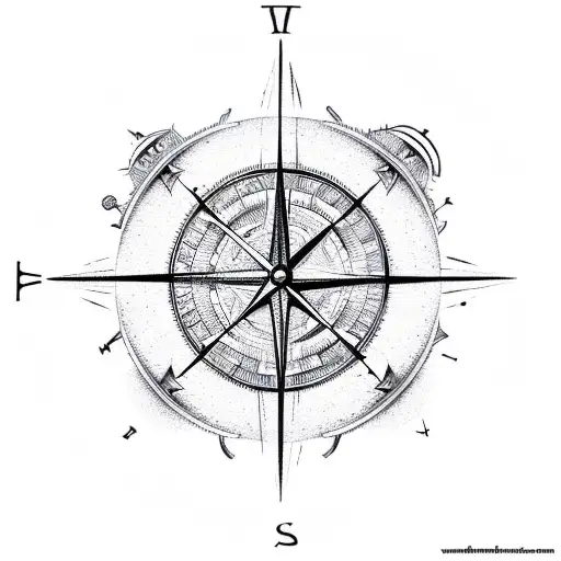  clock maze compass tattoo design idea