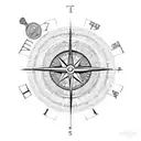  clock maze compass tattoo design idea