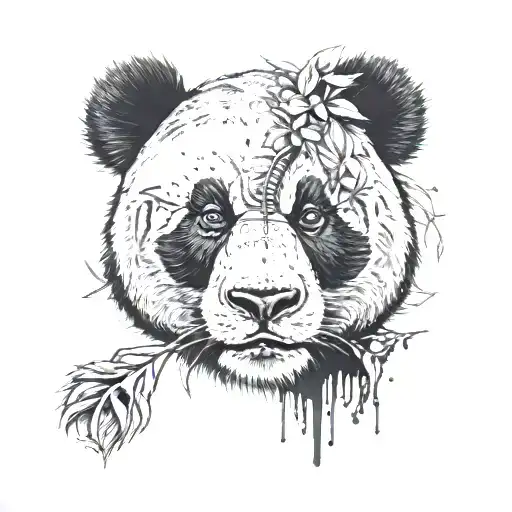 panda face ganster mandela style mixed tattoo design idea
