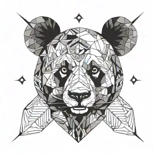 panda face ganster mandela style mixed tattoo design idea