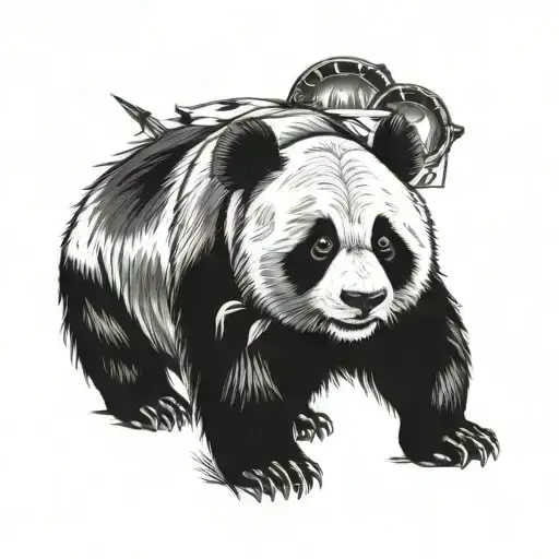 panda ganster mandela style mixed tattoo design idea