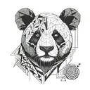 panda face ganster mandela style mixed tattoo design idea