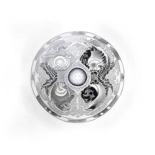 Wolf yin yang tattoo design idea