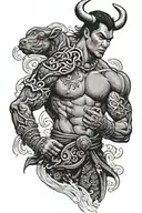 muay thai Taurus bull fighter tattoo design idea
