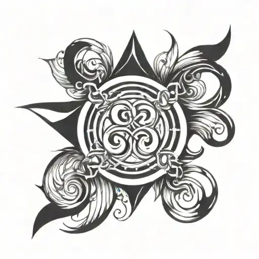 alpha symbol, infinity symbol and omega symbol surrounded tattoo design idea