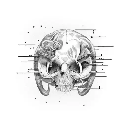 rifle through brain tattoo design idea