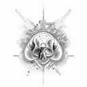 rifle through brain tattoo design idea