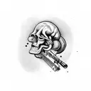 rifle through brain tattoo design idea