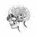 rifle through brain tattoo design idea