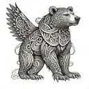 celtic bear with wings tattoo design idea